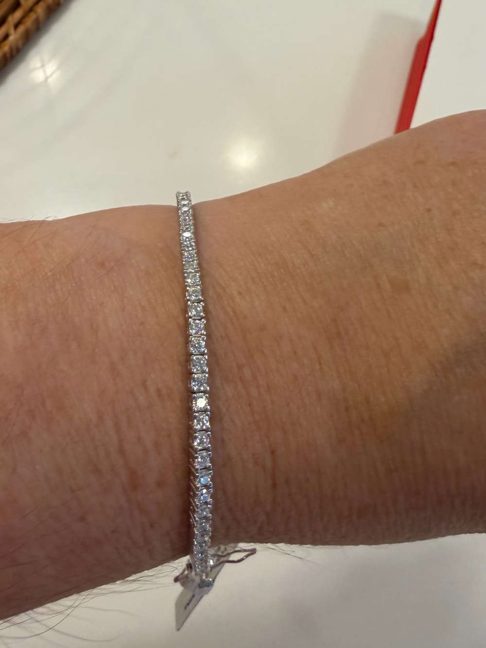 Classic Silver Tennis Bracelet with Moissanite, size 7, 2.36  ct wt